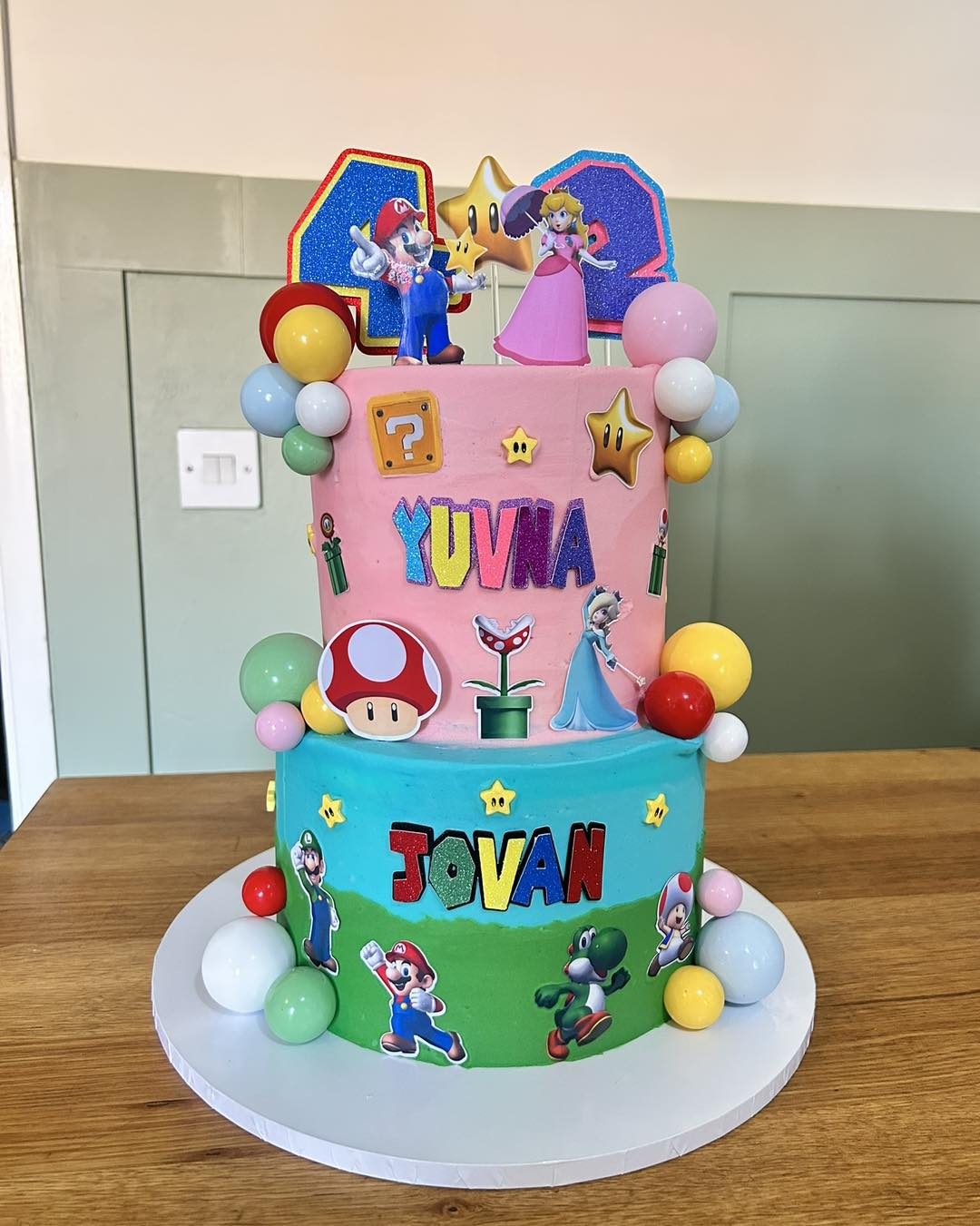 Mario themed birthday cake